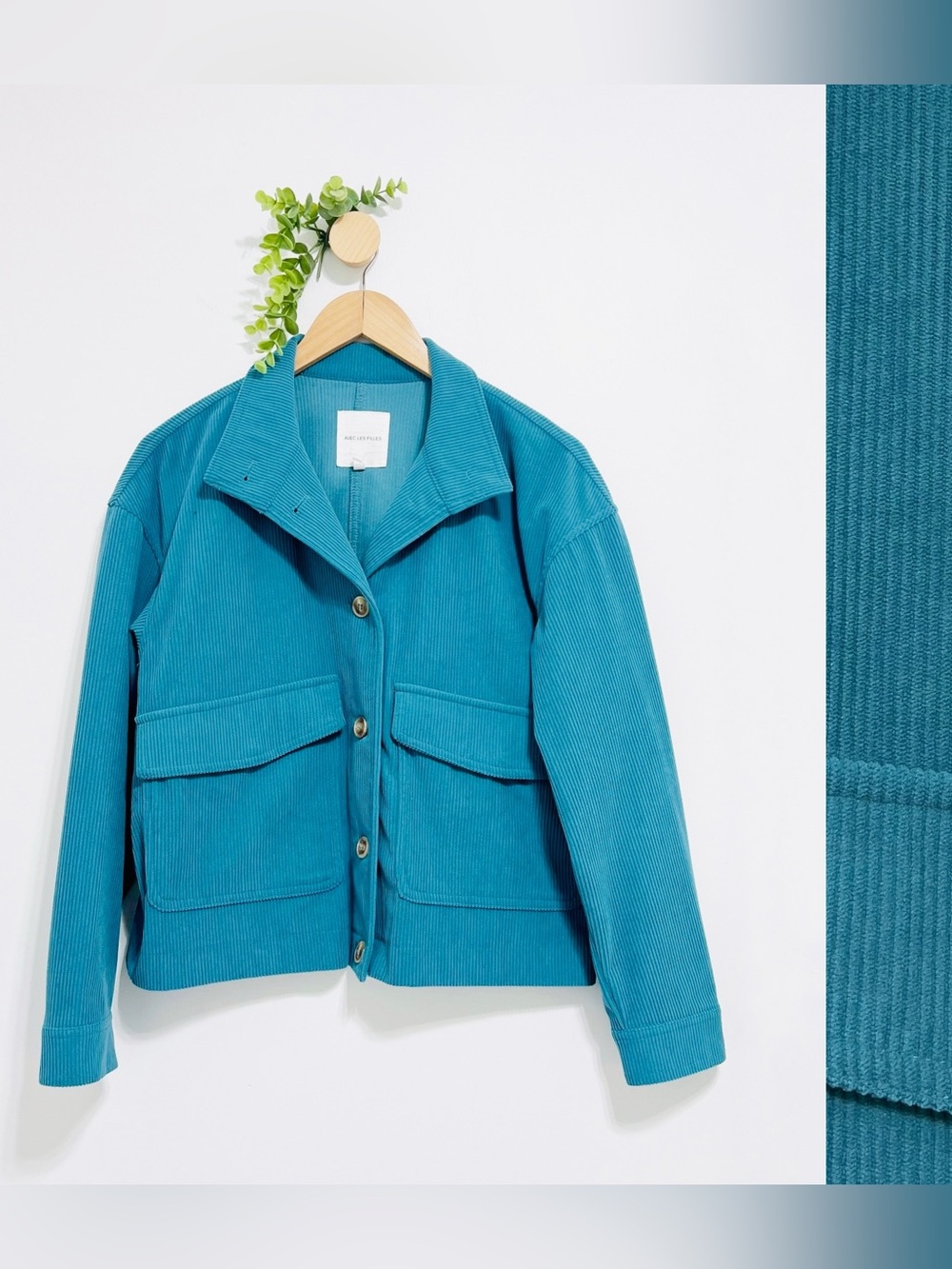 Avec Les Filles Blue Corduroy Boxy Fit Jacket